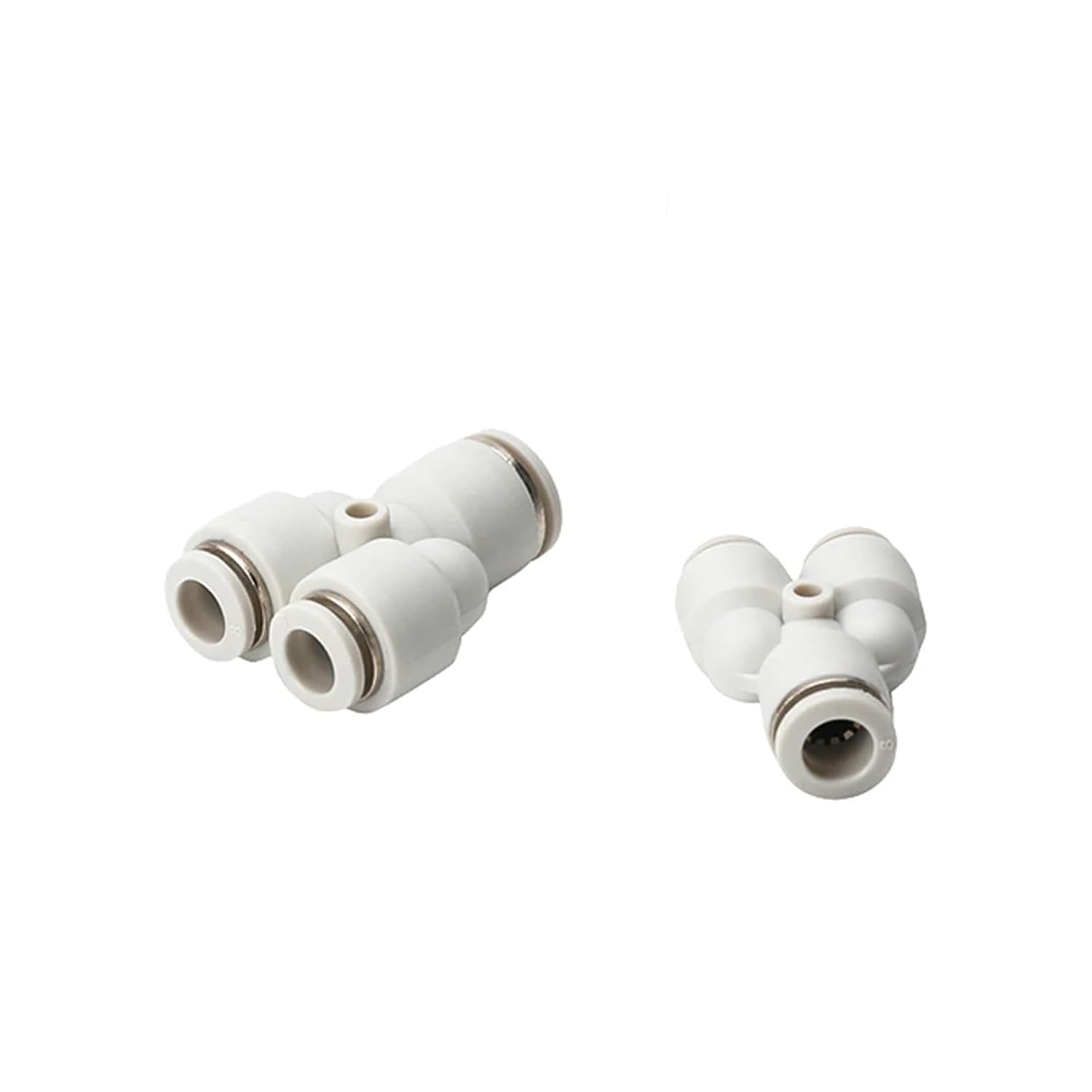 White Cap Fit 4/6/8/10/12/16mm OD Tube Y-Shaped 3 Way Spliter Pneumatic Push in Connector Quick Release Air Fitting(12-8mm)