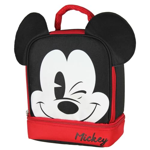 Disney Mickey Mouse Dual Compartment 3D Ears Winking Mickey Insulated Lunch Box 10"