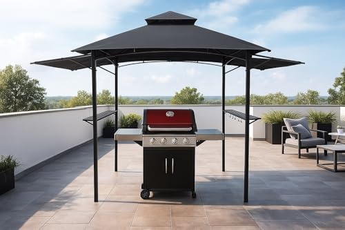 Gardissimo Outdoor Grillpavillon - Raucherpavillon Braai, Überdachung für Grill, Outdoorküche auf Balkon Garten oder Terrasse, Gartenpavillon 245 x 155 x 250 - anthrazit, 2 abklappbare Seitenteile