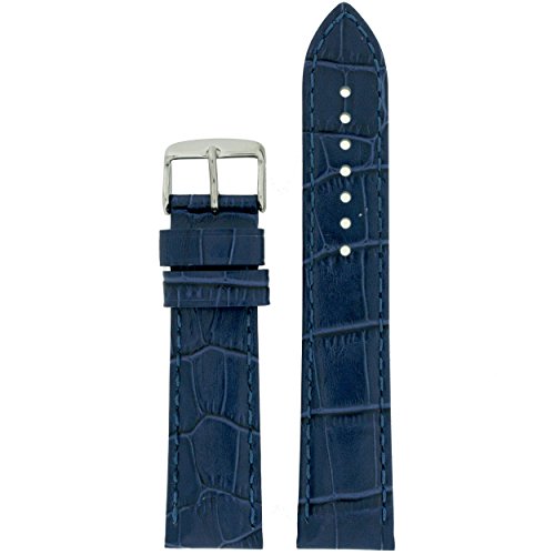 Tech Swiss LEA1830-22 Watch Band Blue Leather Crocodile Grain