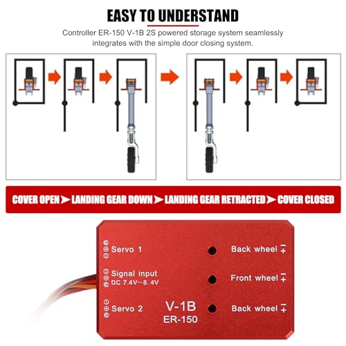 EVTSCAN JP Hobby ER-150 Alloy Electric Retractable Landing Gear System Controller 2S Power Supply for Fixed-Wing Aircraft RC Accessory Controller