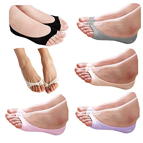 Image of seven wolves Womens Peep Toe Socks 6 Pairs, Toeless Cotton No Show Socks Non Slip Shoe Liner