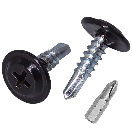 SKIR'CO - Tornillos autoperforantes (150 unidades, 4,2 x 16 mm, cabeza de armadura modificada Phillips, tornillo de chapa metálica, cabeza de oblea (150, negro azabache RAL 9005)