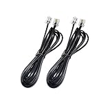 YUSHVN 2 Pack Black Phone Cord 2M 6.5ft Telephone Line Extension Cord Cable Wire Male to Male RJ11 6P4C Plug Landline Telephone Fax Machine