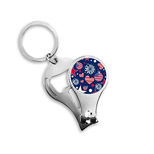 Décapsuleur porte-clés USA avec pince à ongles et bague de voiture en métal