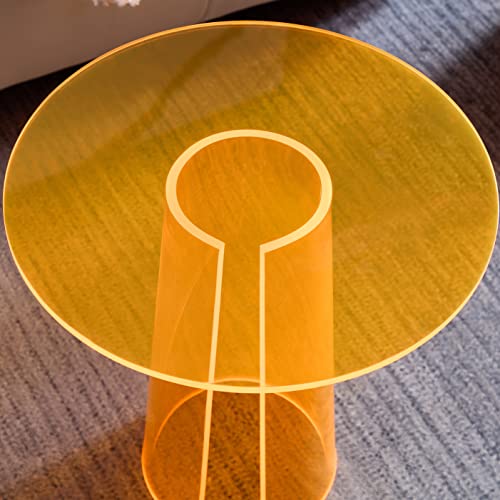 Acrylcase Acrylic Furniture Table End Side Round Shape Small Size Coffee Table (Neon Orange, 15.7X15.7X22.8''H) #TOP6