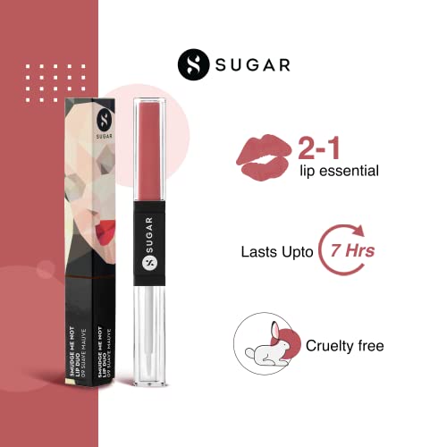 Image of SUGAR Cosmetics Smudge Me Not Lip Duo Liquid Lipstick with Matte Finish and Moisturizing Gloss - 09 Suave Mauve (Mauve) - 3.5 ml