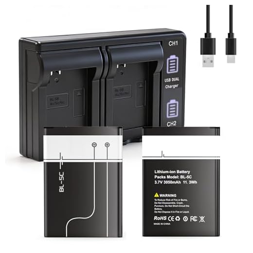 2026 Upgrade BL-5C Akku-Ladegerät Set, 2 Stück 3050mAh Hoher Kapazität 3,7V Wiederaufladbar Ersatzakku für Nokia Telefon Haushaltsradio, bt Lautsprecher, Kamera