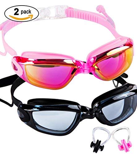 Sborti 2 Pack Adult Swimming Goggles,No Leaking,Anti Fog,Uv Protection Swim Glasses For Men Women Water Goggles (Black And Pink) #TOP1