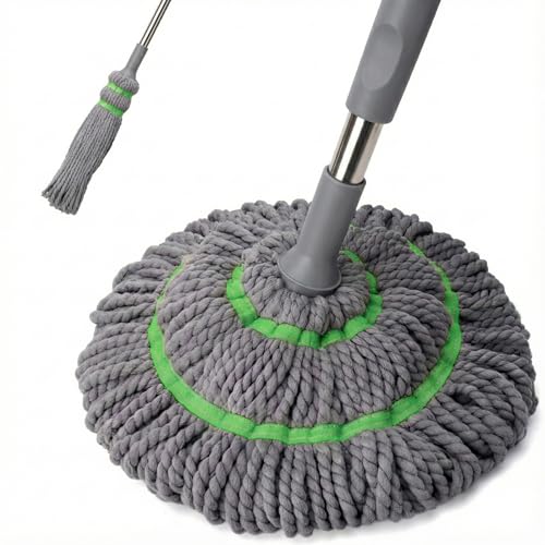 Vivela Microfiber Twist Mop for Floor Cleaning | Self-Squeeze Mop with Super Absorbent Microfiber Head | Lightweight & Durable Stick | Wet & Dry Mop for Home, Kitchen & Bathroom