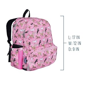 Wildkin 17 inch kids backpackdurable lightweight school bag for boys girls horses in pink  urban country home decor