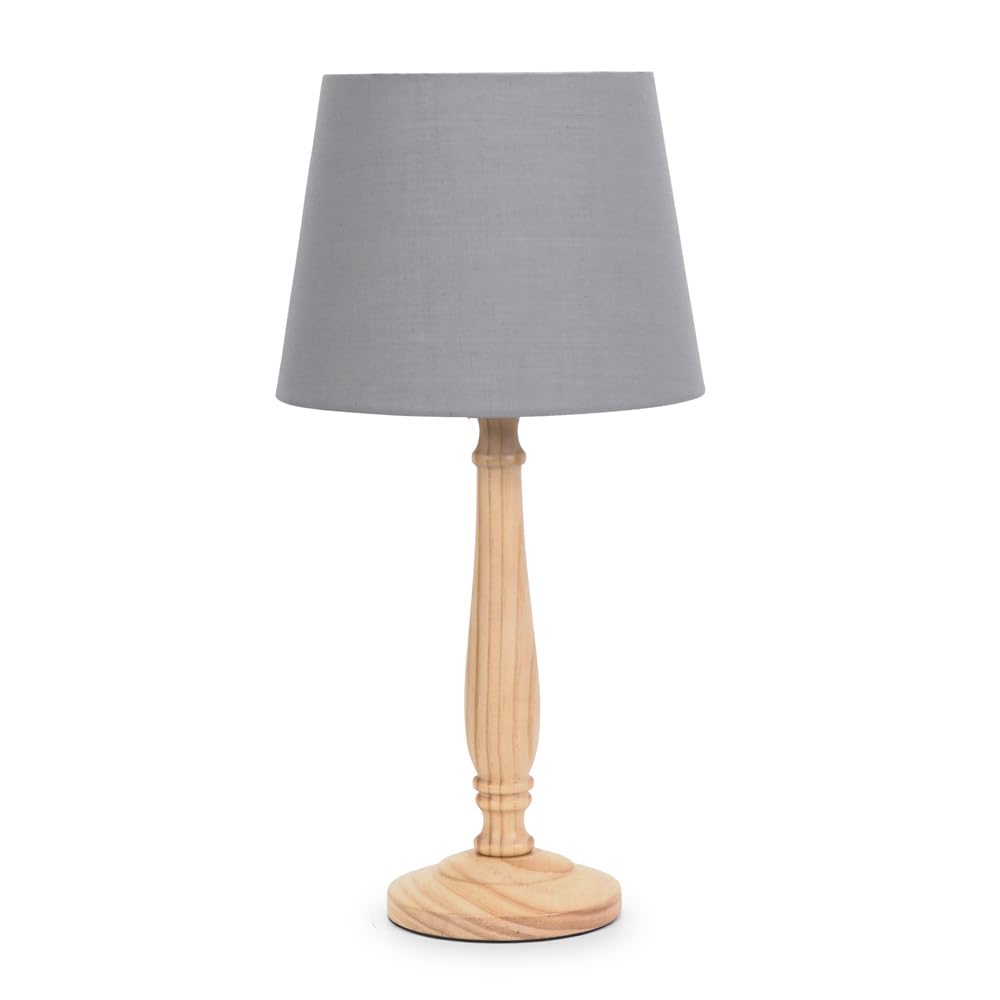 Valuelights Grey | Traditional Light Wood Candlestick Table Lamp With Tapered Shade For Living Room Bedroom | Table Lamps, Home Décor & Improvement Essential 150Cm