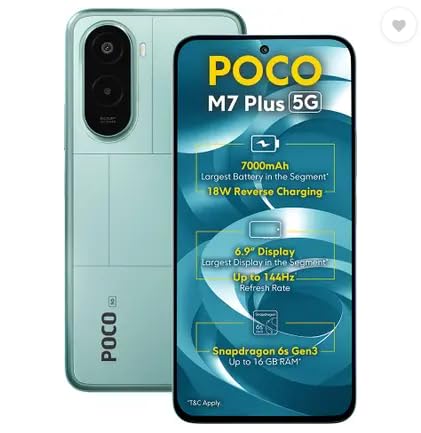 POCO M7 Plus 5G, Aqua Blue (6GB, 128GB) : Amazon.in: Electronics