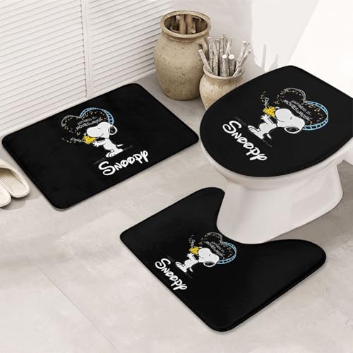バスセット 滑り止め 吸水 スヌーピー 人気 漫画 3点セット トイレマット バスマット 便座カバー 暖かい ふわふわ 洗える 速乾 おしゃれ かわいい アニメ 50x80cm