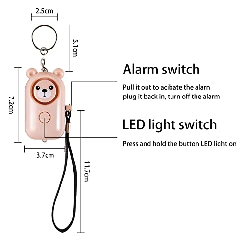 Pakesi 2 Pack Personal Self Defense Alarm 130 D B Alarm Loud Emergency Siren With Led Light, Usb Rechargeable, For Women, Kids, Elderly-Blue Pink #TOP2