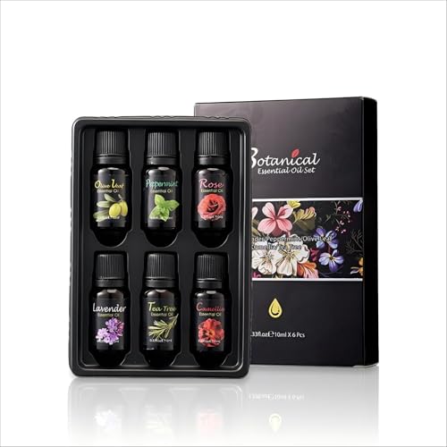 Set de Aceites Esenciales Vegetales 6un*10ml - Para cuidado del rostro, nutre la piel intensamente, 6 aromas diferentes, hidrata suavemente, ayuda a mantener textura cutánea sana