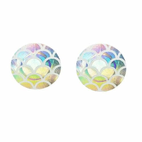 OXFYY Cinta adhesiva invisible para cubrir pezones con estampado láser de escamas de pez para sujetador, para mujer, redonda, 3 pares