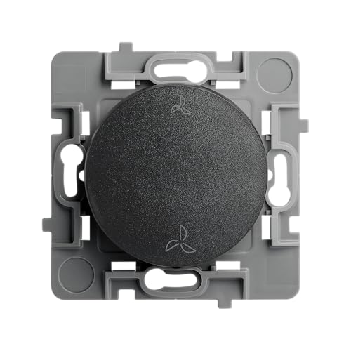 DEBFLEX - Casual Evo - Mécanisme VMC - Commande Pour Ventilation Centralisée - Bornes de Connexion Automatiques - ABS - Installation Encastrée - Noir - 76 x 76 x 34 mm