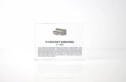 V-2 Rocket Shrapnel Artifact Display, Encased in Lucite Acrylic, 3x4x1 Inches, Authentic Piece of V-2 Rocket, Handmade in The USA by Engineered Labs, for Display or Education,