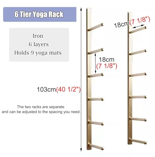 Estante de almacenamiento para esterilla de yoga, soporte para esterilla de yoga montado en la pared, estante multicapa de gran capacidad para el hogar, estudios de yoga, gimnasios y escuelas