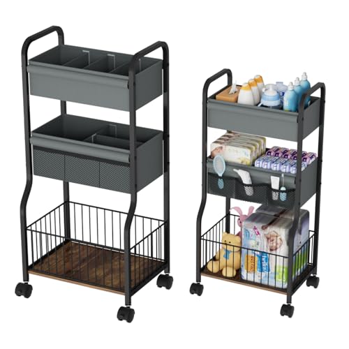 NEYCIL 3-Tier Baby Diaper Caddy Cart Organizer, Nursery Organization...
