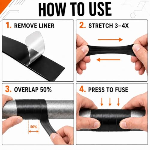 Image of Self-Fusing Silicone Sealing Tape, Waterproof Repair Tape for Hose, Pipe, Electrical Cable, High Strength Leak Fix Wrap, Weatherproof Emergency Insulation Tape (1 inch x 5' x 20mil)