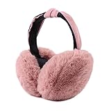 Peecabe Winter Women Earmuffs Faux Fur Girls Ear muffs Warm Unisex Kids Ear Covers Foldable Outdoor Boy Ear Warmers for Women (Pink Bow)