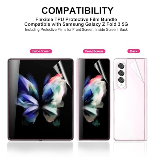 Image of Uyiton Premium 4-in-1 Screen Protector for Samsung Galaxy Z Fold 3 5G | HD Clear Screen Guard Set with Front Screen, Back Panel, Inner Fold Display & Hinge Protector | Bubble-Free Easy Installation | 3 Months Warranty