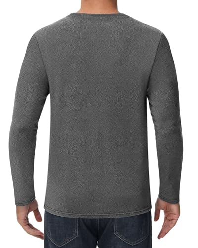 Riyiper 3 Pack Thick Long Sleeve Shirts for Men Thermal DE Velvet Crew Neck Tops for Cold Sweatshirts Pocket Tees4