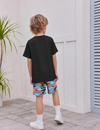 Image of Arshiner Boy's Textured Button Up Shirt and Shorts Set 2 Piece Summer Beach Outfit for 5~12 Years Kids
