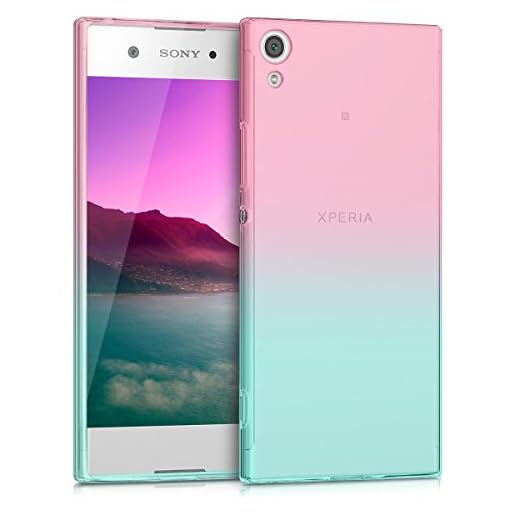 kwmobile Fodral kompatibelt med Sony Xperia XA1 – transparent gradient telefonskydd – tvåfärgad mörkrosa/blå/transparent