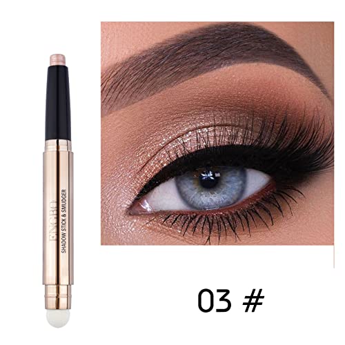 Domality 6 Colors Double-End Shimmer Cream Eyeshadow Stick Set, 6Pcs Rotatable Eye Shadow Pencil Crayon, Glitter Eyeshadow Stick With Sponge Brush For Eye Makeup #TOP5