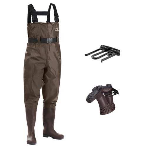 FISHINGSIR Fishing Waders for Men with Boots Womens Chest Waders 2-Ply Nylon/PVC Waterproof for Hunting with Boot Hanger