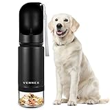 Dog Water Bottle Portable Stainless Steel Leak Proof Wide Mouth BPA Free Water Dispenser for Medium Small Dogs Pups 2 in 1 with Detachable Bowl Traveling Outdoor Walking Hiking Accessories (12OZ).