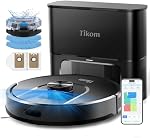 Tikom Robot sous vide et Mop Combo, 90-Day Self-Emptying, 6000Pa Aspirateur robotisé, Navigation Lidar, Cartographie à domicile, Idéal pour les planchers durs, les tapis et les cheveux d'animal(L8000 Plus)