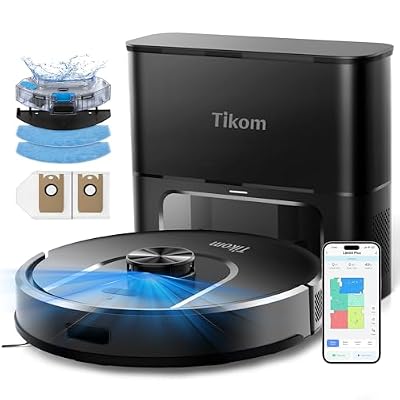 Tikom Robot Vacuum and Mop, Robotic Vacuum Cleaner with Self-Emptying Base