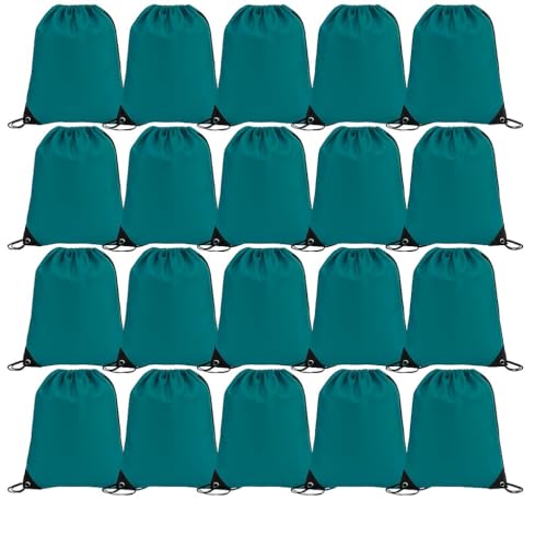 Playcrate 25 Drawstring Bags Backpack - Party Gift Bags & Sports String Bag for Gym, School, Travel Storage Organization (Green)