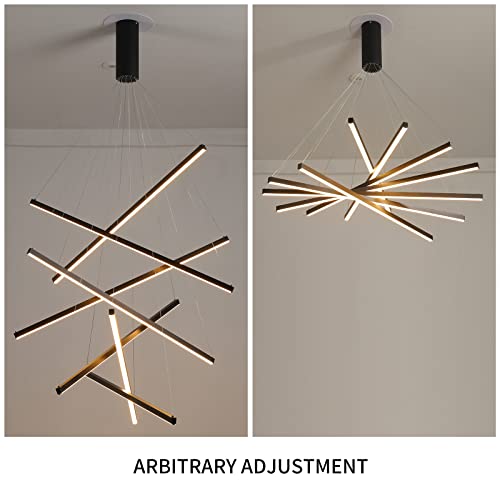 Jaymp Modern Led Chandeliers Dimmable Linear Pendant Light Fixture For High Ceiling Living Room Dining Room Staircase Restaurant Sputnik Floating Sculptural Art Hanging Lamp #TOP3