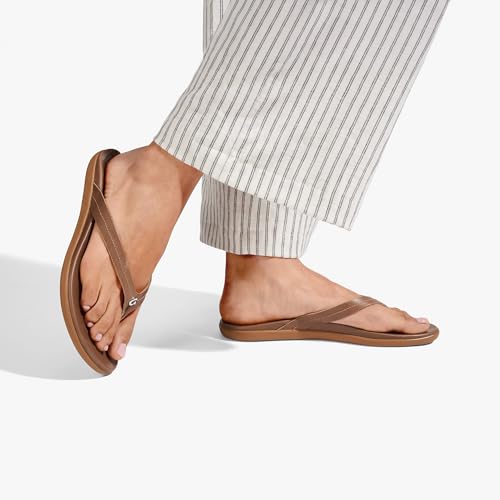 OluKai Honu Women's Beach Sandal, Soft & Comfortable Full-Grain Leather, Easy Slip-On Flip-Flops, Everyday, All-Day Comfort & Style, Tan/Tan, 9 - image 9