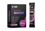 Tonic Immunity Supplement Elderberry & Blackcurrant (x30 Value Pack) - Max Strength Vegan Vitamin C 1500mg, Vitamin D3 & Zinc. Rapid Immune Recovery - All in One Sachet - Antioxidants, Sugar Free