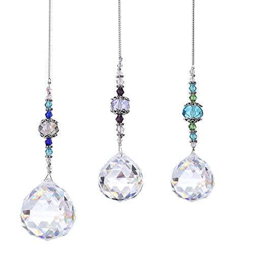 LCYGOME 3 x Colgantes de Cristal Atrapasueños de Cristal Prisma Colgante de Ventana Cristal Colgando Suncatcher para Colgar en Casa, Cortinas, Ventana, Oficina, Jardín 30/40mm Cover