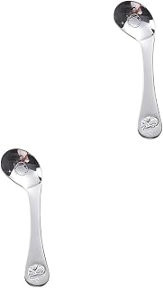 Toyvian 2 Peças Colher De Cotovelo Colheres De Servir Colheres De Aço Inoxidável Talheres De Aço Inoxidável Colheres Para Crianças Utensílio Para Recém-Nascidos Colher De Alimentação Para