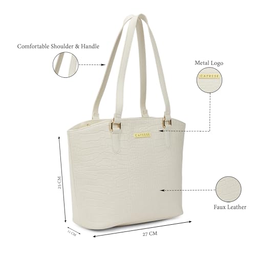 Image of Caprese York Medium Tote Bag for Women | Stylish, Durable, Multi-Compartment Design for Work, Travel, Shopping | Large Capacity, Comfortable Straps, Ideal for Tab & Essentials