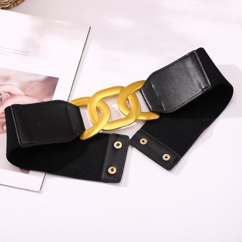 Yalice Women Wide Elastic Waist Belt for Dresses Lady Stretchy Belt Skinny Gold Buckle Cinch Waist Belts for Suit Accessories2