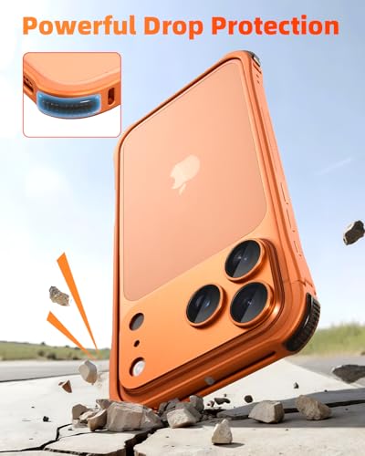 Coque iPhone 17 Pro antichoc mince orange 6,3 pouces métal