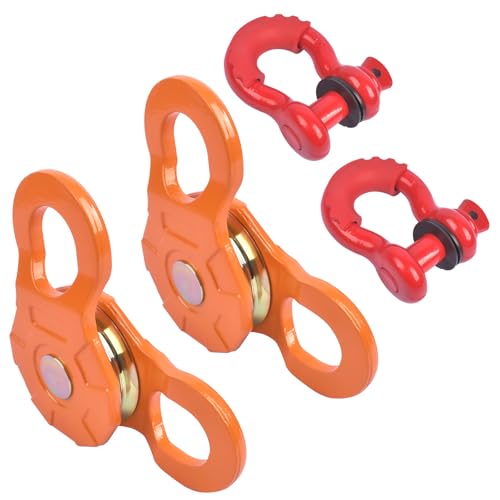 Offroad Recovery Kit - 2 Pack 11 Ton Snatch Block Pulley with 2 D-Ring Shackles, 25000 lbs Capacity, Heavy Duty Winch Recovery Kit, Off-Road Towing Tool Universal Cable Fit for Truck Tractor ATV UTV