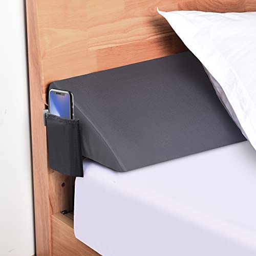 Moavica Twin Size(39"X10"X6") Bed Wedge Pillow Plus For Sleeping,Between Your Headboard And Mattress,Headboard Pillow/Bed Gap Filler/Mattress Wedge Close The Gap (0-8"),（Arched Grey） #TOP2