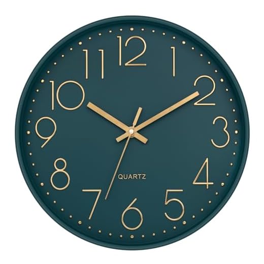 Lumuasky Wall Clock,Battery Operated Modern Analog Silent Non-Ticking Decorative Emerald Clock for School Office Classroom Bedroom Kitchen Living Room Nursery Decor (12 inch)