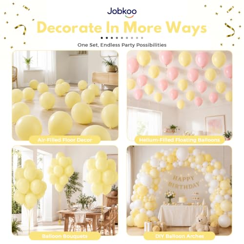 Image of Jobkoo Pastel Yellow Balloons, 12 Inch Light Butter Yellow Latex Balloon