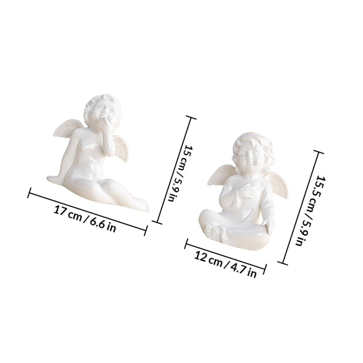 INOOMP Keramik Engel Figur 2 Stück Tischdeko Skulptur Stabile Wohnaccessoires für Hochzeitsfeier und Geschenk